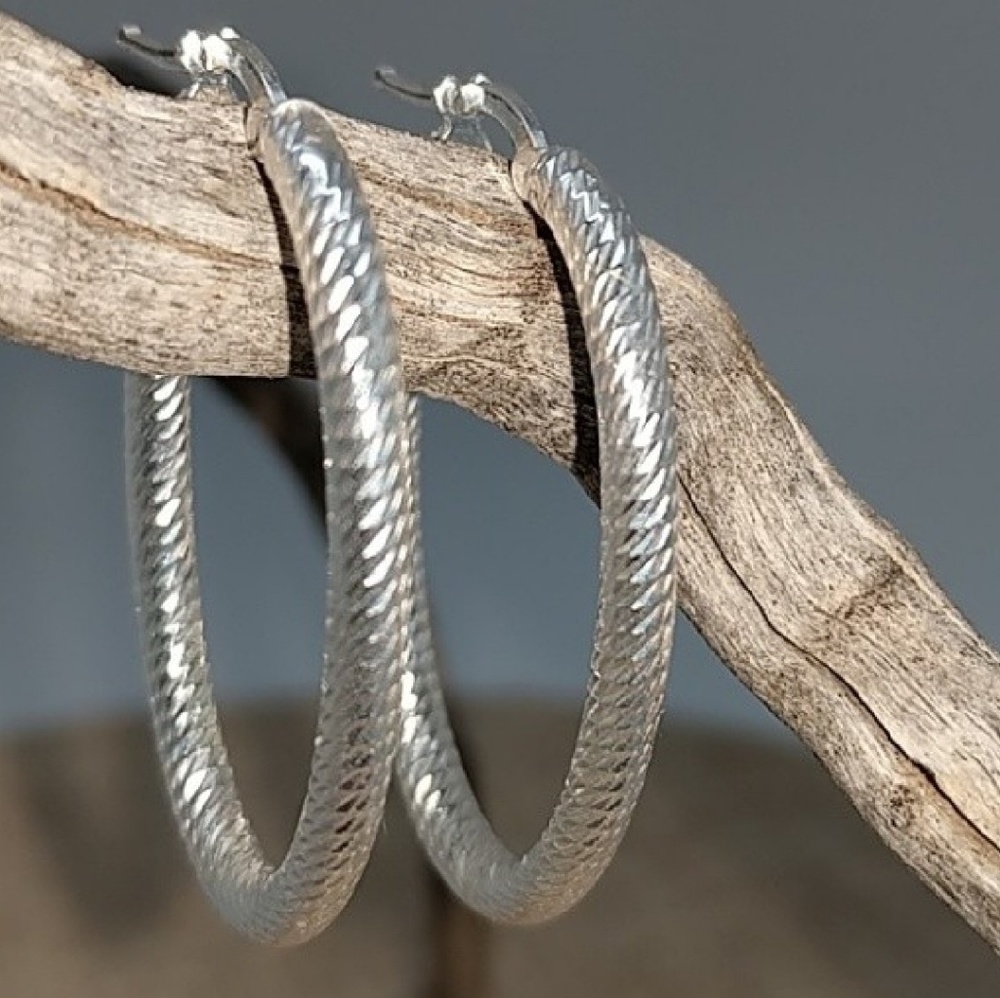 Sterling Silver Oval Hoop Earrings